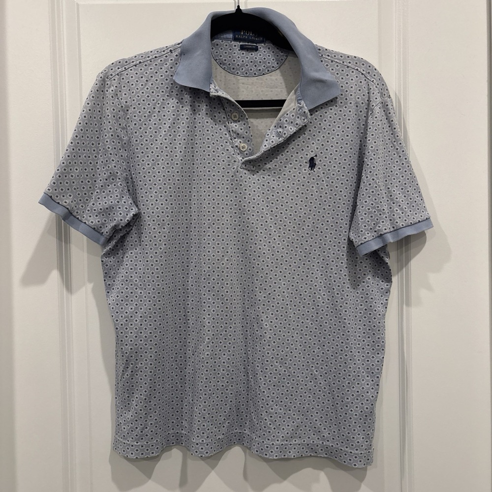 Polo Ralph Lauren Mens Classic-Fit Polo Shirt in Soft Blue Sz Medium Preppy Golf